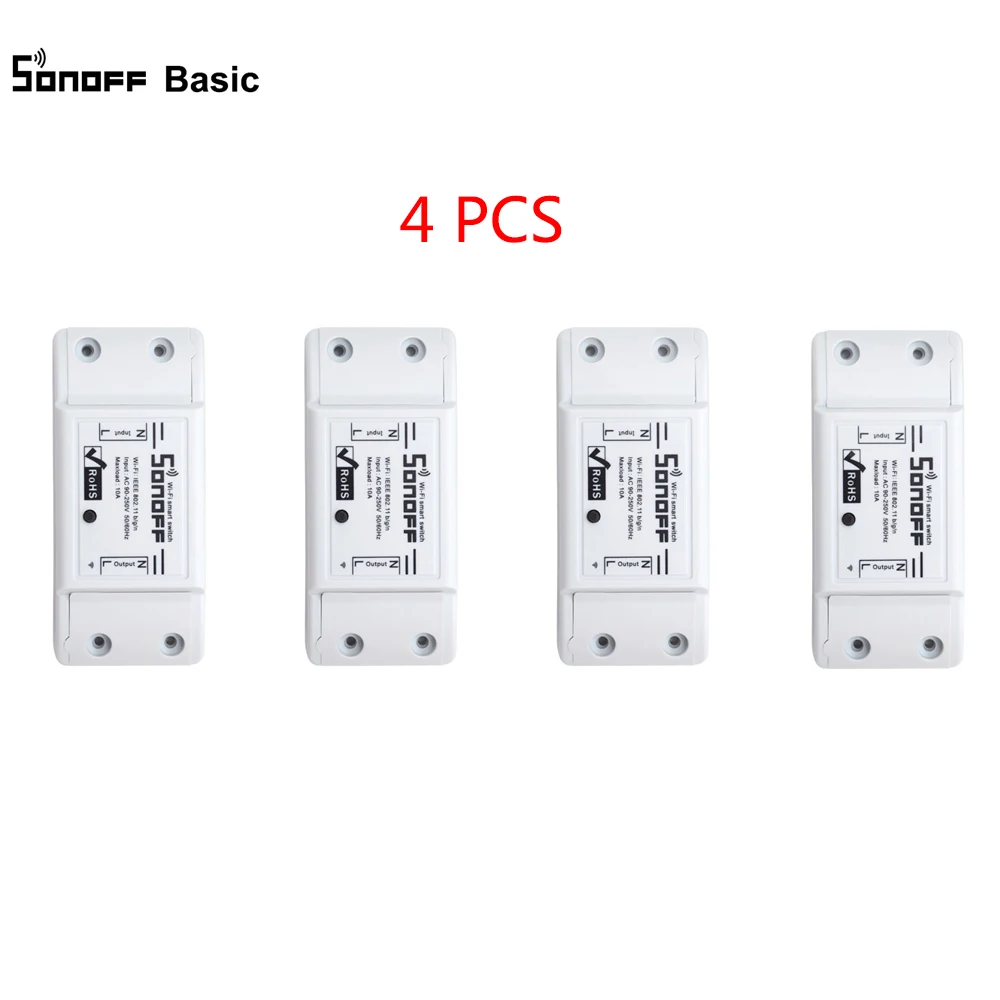4 шт. умный Универсальный DIY Wifi переключатель работает с Alexa Sonoff Basic 10A Smart Switch
