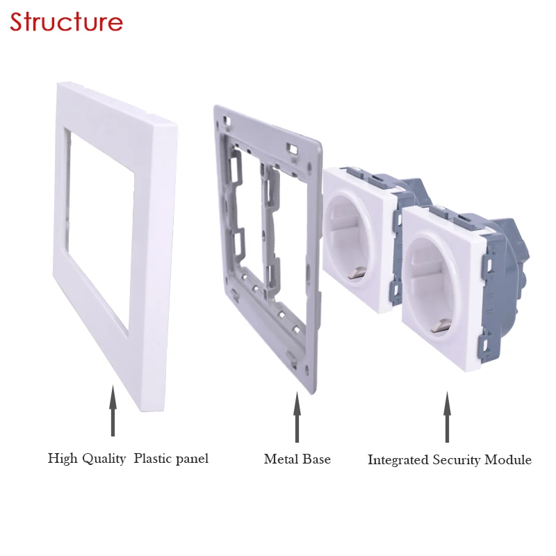 dupla aterrada com fechadura protetora para crianças, 146x86mm