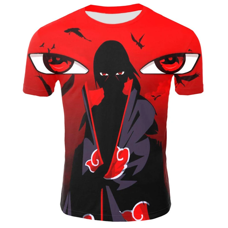 

2019 Hot Sale Japanese Anime Naruto Akatsuki Red Cloud T Shirt Summer Men Short Sleeve Cartoon 3D Printed T-shirt Male T-Shirts