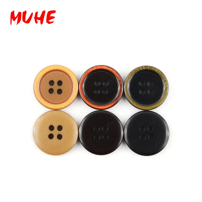 MUHE 1000/400/200 шт. 10 мм-25 мм 4 отверстия бежевый/черный/Кофе круглый кнопка Смола