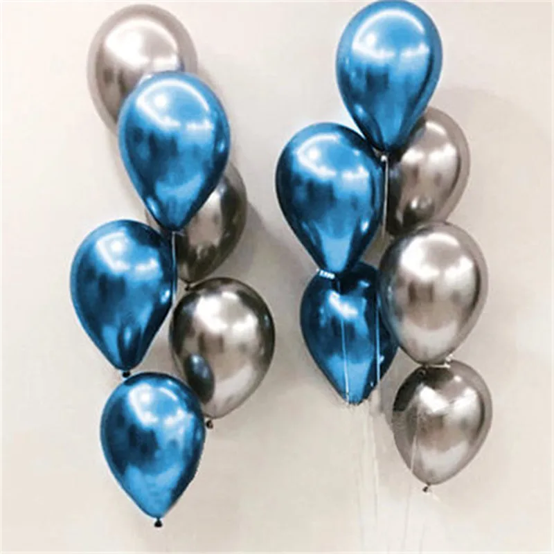 

12pcs Chrome Metallic Balloons Metal Blue Silver Balloons Birthday Wedding Engagement Anniversary Friends & Family Party Decor