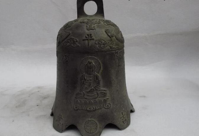 

USPS to USA S0640 8 Tibet Buddhism Bronze copper dragon phoenix Sakyamuni Kwan-Yin fengshui Bell