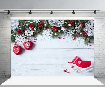 

Laeacco Handmade Snowflakes Pine Wood Boards Christmas Photography Backgrounds Vinyl Custom Camera Backdrops For Photo Studio