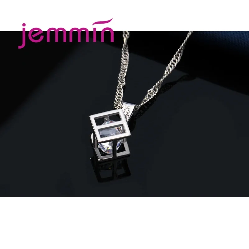 Необычные 925 пробы серебряная клетка кулон ожерелье Висячие циркониевые серьги ААА камень модные вечерние Ювелирные наборы для женщин