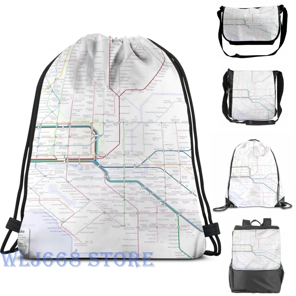 

Funny graphic print shoulder Bags women Melbourne train and tram map Single shoulder backpack travel for men Gym Bag