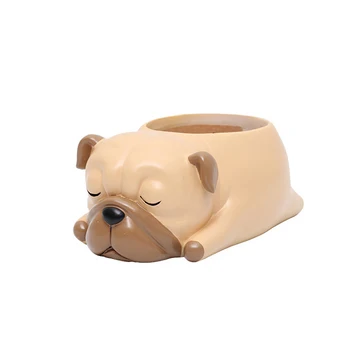 

Cute Dog Flowerpot Resin Succulent Planter Decorative Flower Pot Desk Mini Ornament (Pug)