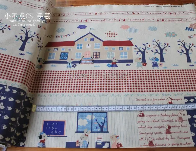 

60cm*110cm DIY Patchwork Quilting Fabric Japanese Kokka Cotton Linen Fabric Happy school