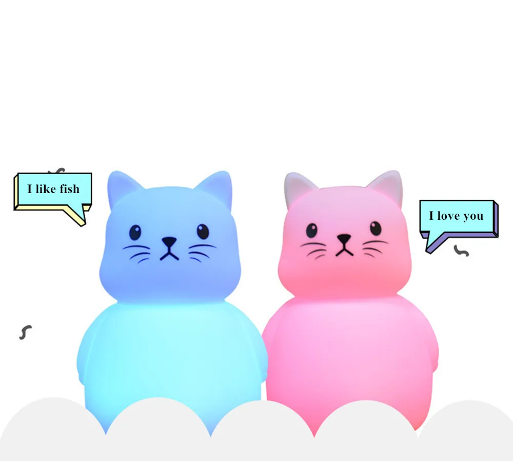 SuperNight Cute Cartoon Cat Mice LED Night Light Touch Sensor Colorful Silicone Bedside Table Lamp for Children Kids Baby Gift (21)