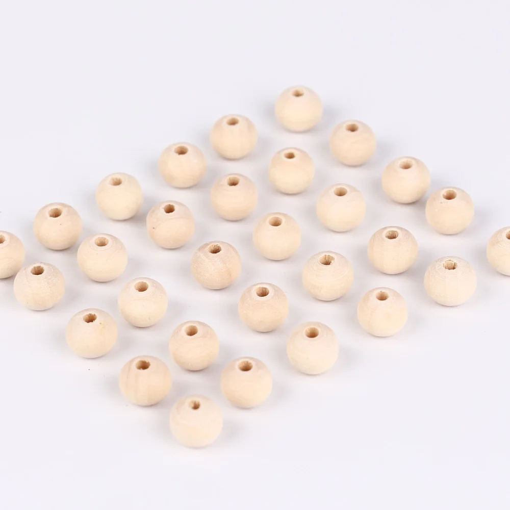 TYRY.HU 20Pc/lot Wooden Teething Beads Baby Teething Pendant Necklace Eco-frinedly Baby Chewing Nursing Toys 10mm 14mm 18mm 25mm