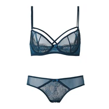 Сексуальный прозрачный сетчатый бюстгальтер с кружевным комплектом, женское нижнее белье, прозрачный бюстгальтер с перекрестными ремешками на косточках, дамское нижнее белье