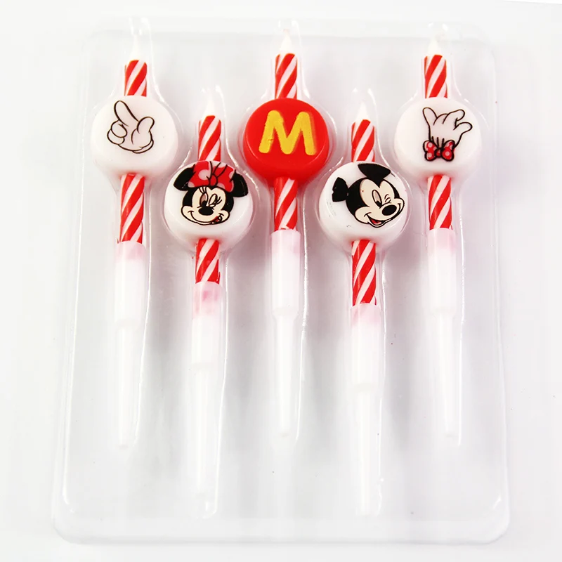 

Cartoon The Fashion Candles Birthday Party Cake/ Cupcake Toppers Mickey Minnie Mouse Birthday Candle Party Supplies 5pcs/lot