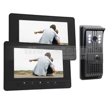 DIYSECUR 7 pulgadas de Video Teléfono de La Puerta Timbre de la Puerta de Intercomunicación de Vídeo de Metal Shell 2 Monitores de La Cámara LED de Visión Nocturna Negro