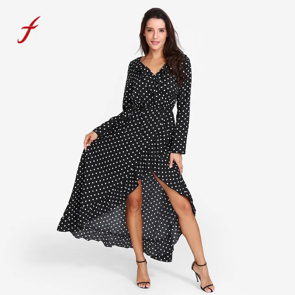 

Feitong womens dresses sexy Boho Printing Long Sleeve Ladies plus size long dress casual maxi dress elegant vestido befree