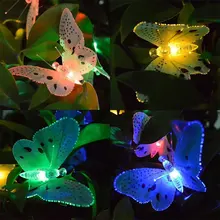 Solar Lamps 4M 12Leds Butterfly Fiber Optic Solar String Light Outdoor Garden String Light Fairy Garland Lawn Patio Light