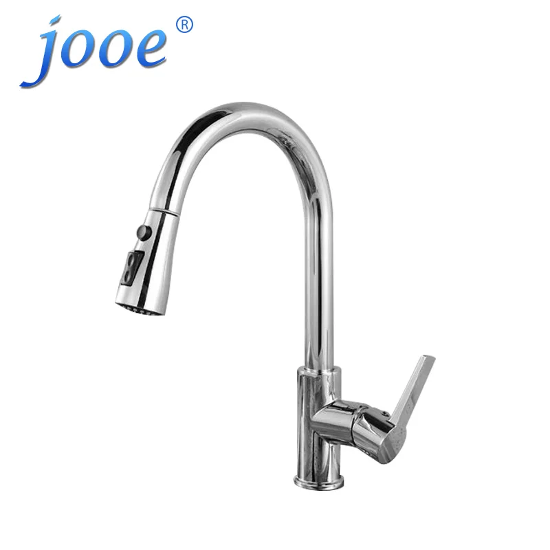 jooe Brass Chrome pull out kitchen faucet 360 degree swivel kitchen sink Mixer tap vanity bathroom