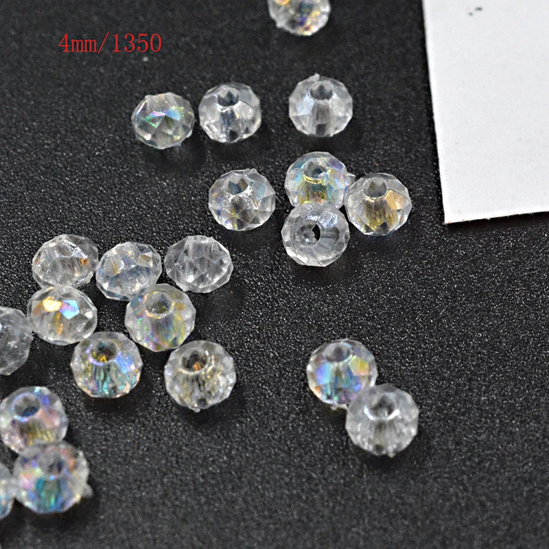 

FLTMRH 200pcs 4mm ab Cheap New Hot DIY Transparent Mix Rondelle Loose Spacer Round Acrylic Beads Faceted Bead Jewelry