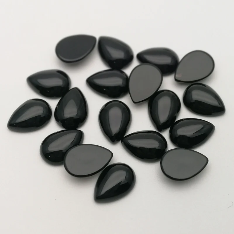 

Fashion 10X14mm black stone beads charms teardrop CAB CABOCHON Wholesale 50pcs/lot for Jewelry accessories
