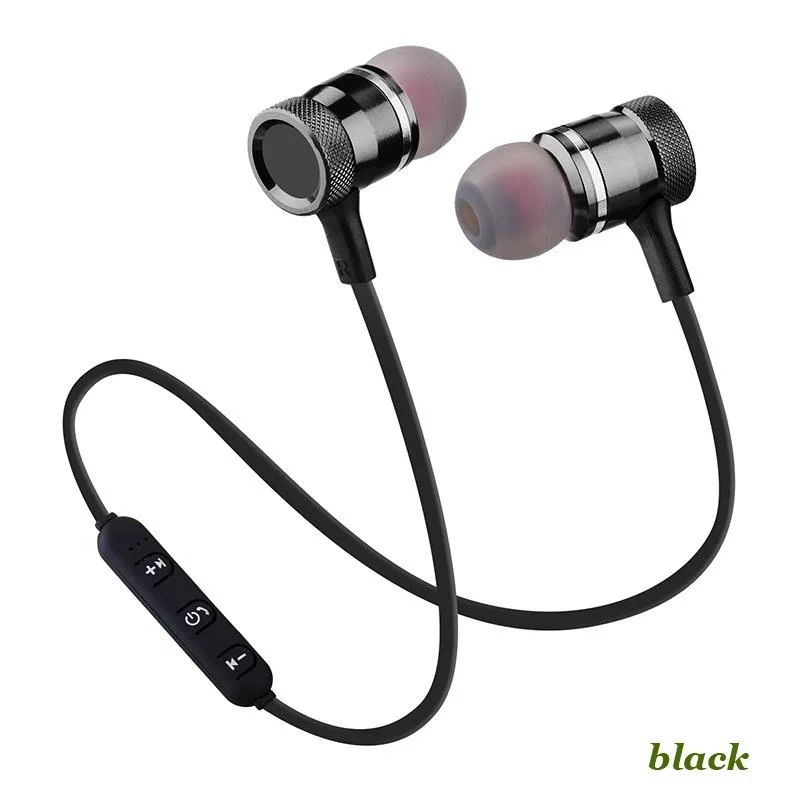 Черный Teamyo Bluetooth наушники металлические спортивные беспроводные bluetooth наушники Fone де ouvido для xiaomi Магнитный Беспроводные стереонаушники - Цвет: Черный