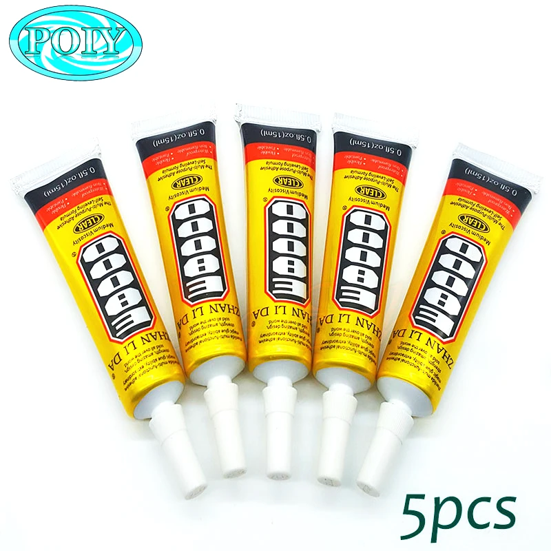 

5PCS 15mL E8000 Clear Adhesive Sealant Glue For DIY Diamond Clothes Shoes Paste Jewelry Craft Phone Border Glue