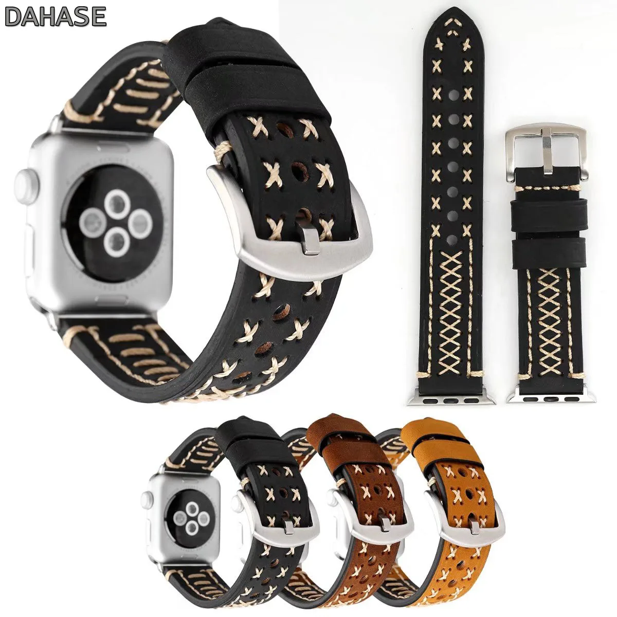 DAHASE Retro Cross Genuine Leather Watch Band for Apple Watch Series 3 Strap Metal Buckle Band for iWatch Series 1/2 42mm 38mm apple-bands-series- : image DAHASE Retro Cross Genuine Leather Watch Band for Apple Watch Series 3 Strap Metal Buckle Band for iWatch Series 1/2 42mm 38mm apple-bands-series-