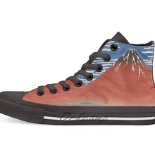 Изысканная дышащая Красная Гора Фуджи высокие парусиновые туфли на плоской подошве повседневные кроссовки унисекс Прямая