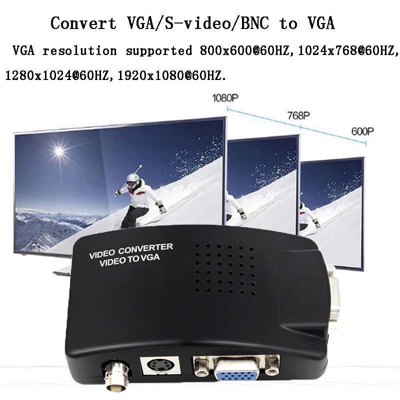 BNC к VGA видео конвертер S-Video вход к ПК VGA выход адаптер цифровой коммутатор коробка для ПК ТВ камера DVD DVR