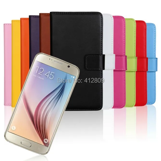 1 шт. Прямая 11 цветов из натуральной кожи складной чехол-книжка для Samsung Galaxy S6 G9200 с ID карты подставка для держателя