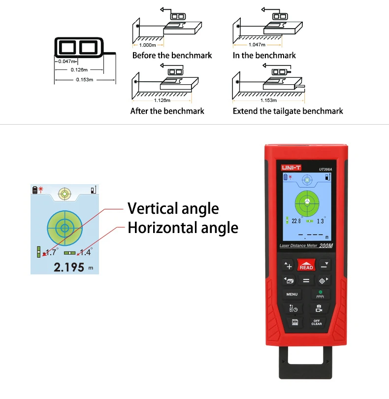 UNI-T UT398A 200 м Лазерные дальномеры Lofting test инструмент выравнивания площади объем UDISK 16 ГБ и JPEG хранения