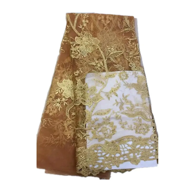 

Fashion Latest Net Dress Design French Tulle Lace Fabric with Beads For Lady Wedding Dress