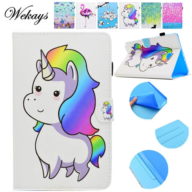 Wekays Cute Cartoon Unicorn Leather Flip Fundas Case For Samsung Galaxy Tab A6 A 6 2016 10.1 SM-P580 P585 Tablet Cover Cases