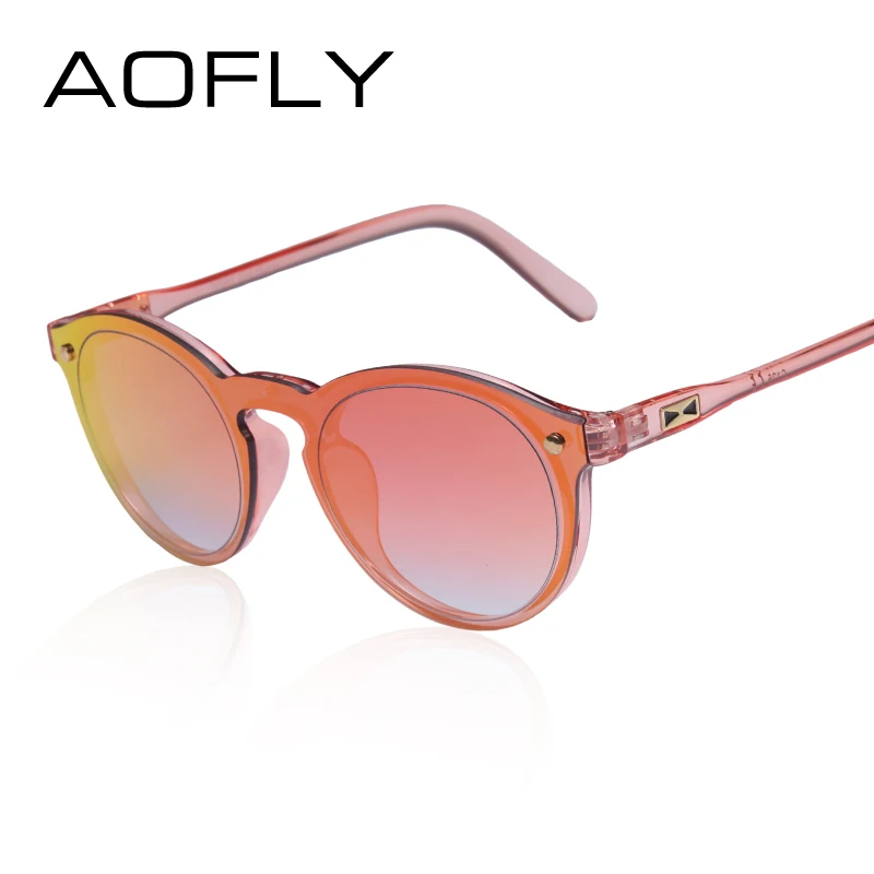 Skup AOFLY kobiety okulary owalne moda kobieta mężczyźni Retro lustro odblaskowe okulary jasne cukierki kolor słynny projektant marki óculos