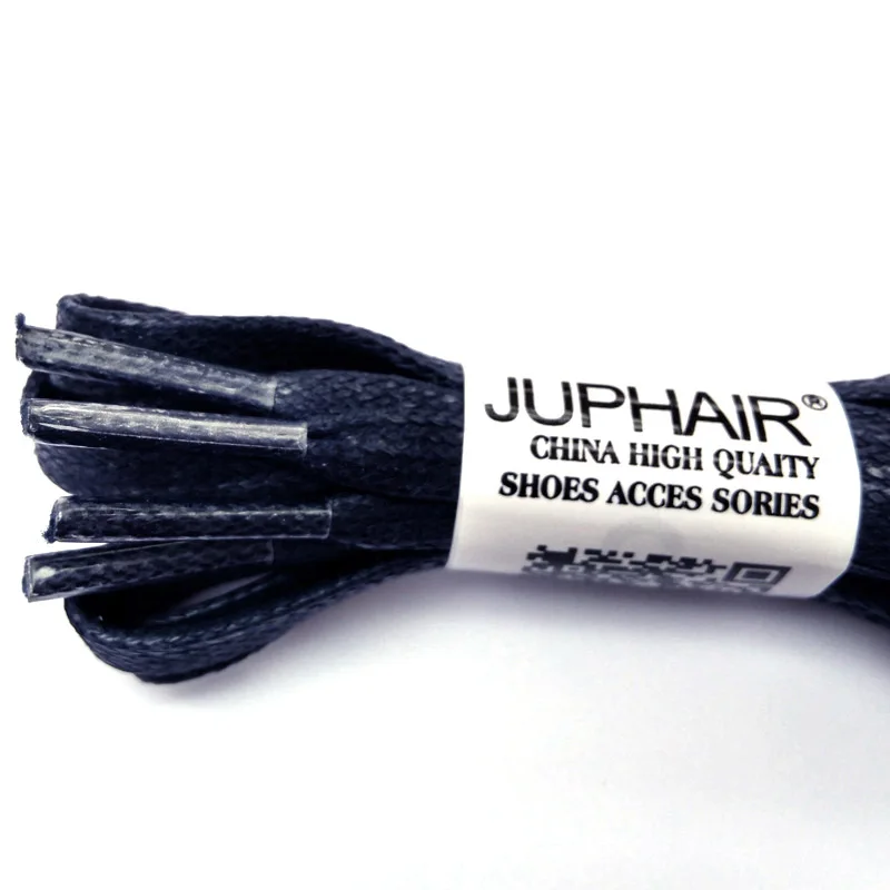 JUP1-12 Pair Dark Blue Waxed Flat Shoelaces Sneakers Boat Shoelace Unisex Lace Cable 100% Cotton Cheap Shoelaces Colorful Laces 