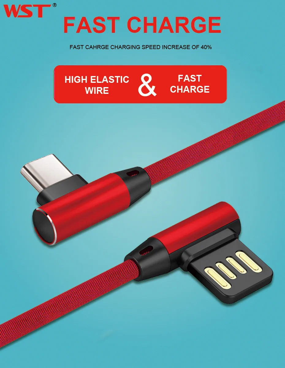 2019 WST USB Type C Cable 2.4A USB C Cable For Huawei Samsung Xiaomi Mi5 Mate 20 Phone Cord Charger Fast Charging Type-c Cables (7)