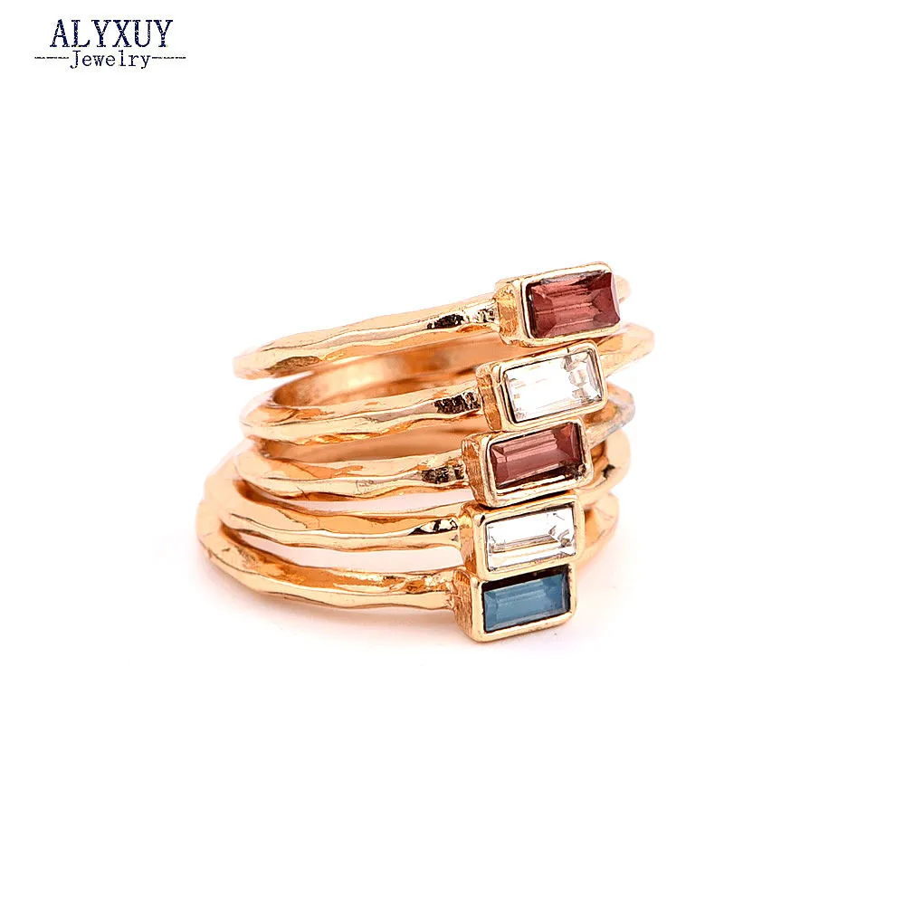 

Fashion mix color crystal finger ring set New trendy jewelry gift for women girl R0002