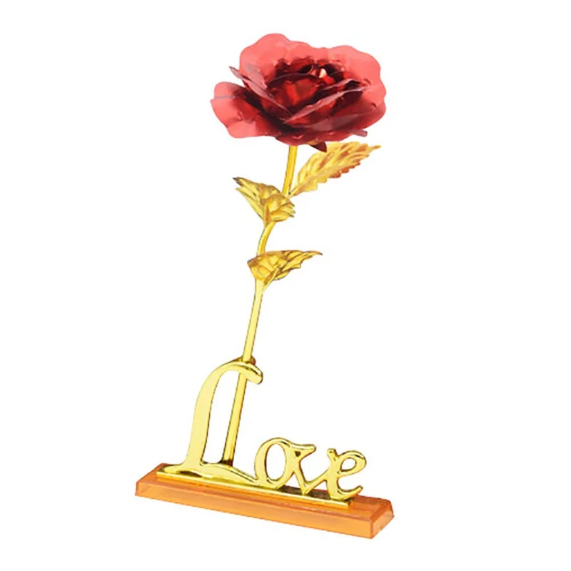 24K фольги покрытые розовое золото Розы Свадебные сувениры подарок на день Святого Валентина Любовь Роза Искусственный для Прямая с картой - Цвет: R