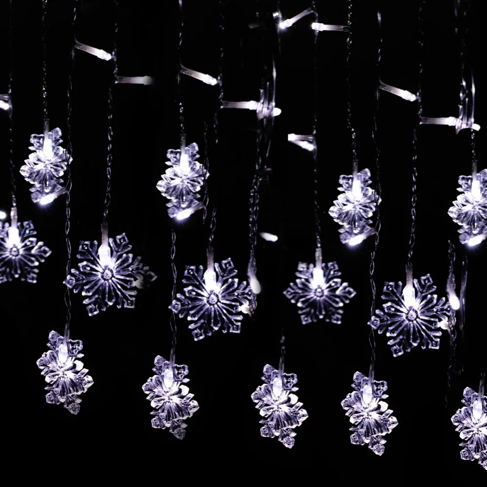 

OurWarm Christmas Snowflake Curtain Led String Light 4m 96 LED New Year Night LED light Christmas Decorations for Home