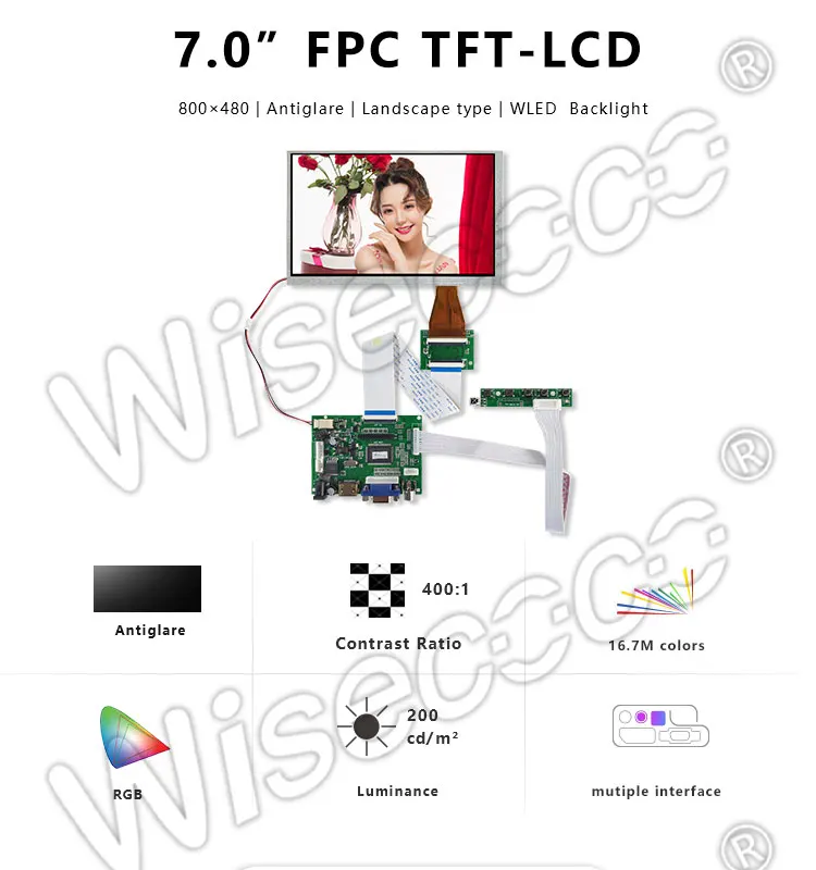 7,0 дюймовый дисплей TFT lcd A070VW04 V0 разрешение 800x480 60 pin с пультом дистанционного управления