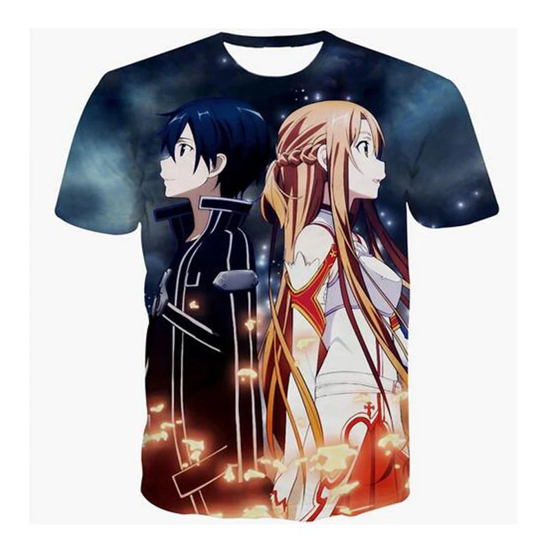 Модная футболка с объемным принтом SAO аниме Sword Art Online для женщин и мужчин летние