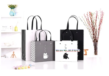 

wholesale Cat pattern Candy gift Bag with handle,Wedding Gift Bag Kraft Paper Gift Box Chocolate Cookies shopping Bag 50pcs/lot