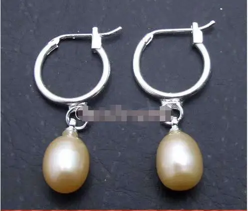 

Hot sell Noble- Wholesale price 16new ^^^^SALE Big loop shape Dangle Earring with natural 7*9mm Pink pearl-ear310