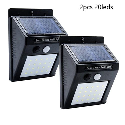 20 30 LED Solar Light Outdoor Solar Lamp PIR Motion Sensor Solar Panel Night Security Wall Light Garden Yard Path Waterproof - Испускаемый цвет: 2pcs 20leds