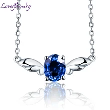 LOVERJEWELRY,, сапфировое ожерелье, подвеска, овальная, 5x6 мм, 18 К, белое золото, подвеска для помолвки, для жены, ювелирное изделие, подарок WP065