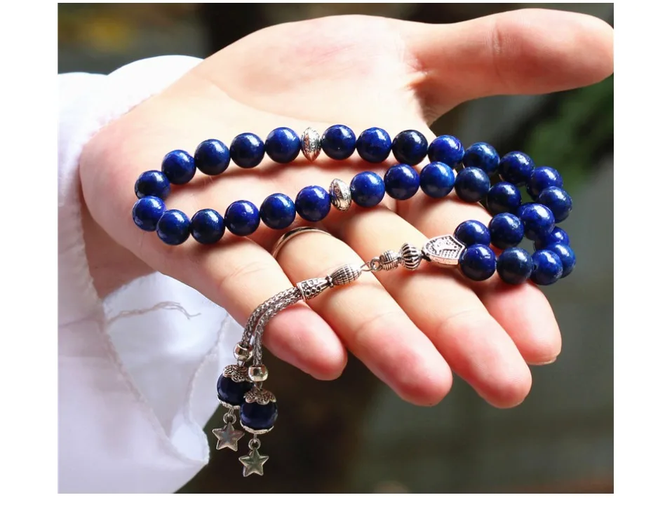 LOSHEREN натуральный Лапис камень лазурит Tasbih 8 мм 10 мм четки 33 мусульманских браслет Плетенный Ислам Misbaha ювелирные изделия