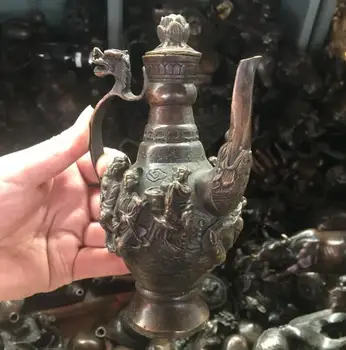 

Folk White Copper Bronze Silver Eight Immortals Flagon Kettle Teapot wine pot