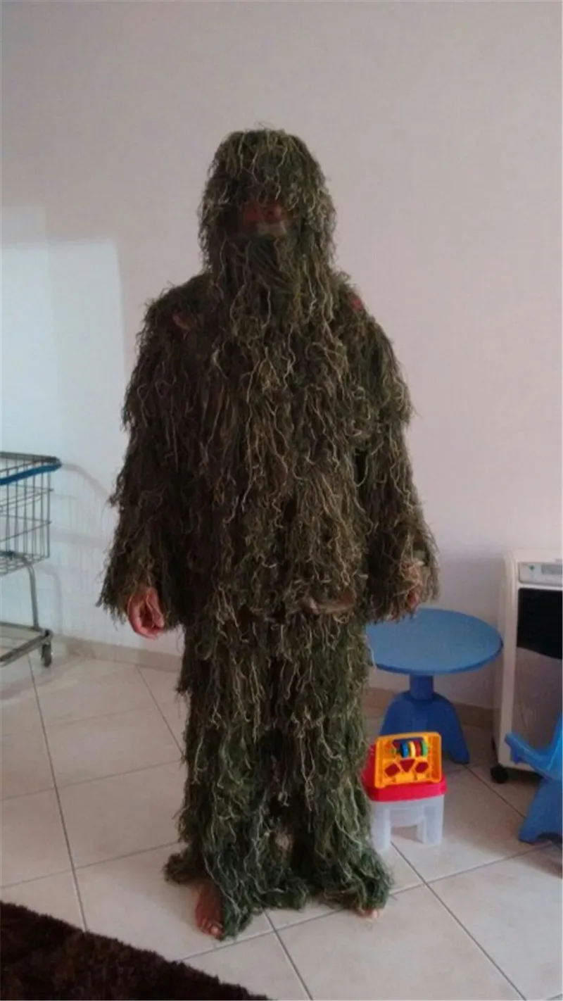 Лесной камуфляж Ghillie костюм трава Тип охотничья одежда, yowie Снайпер 3D бионная одежда костюм Добавить костюм большой размер для высоких людей