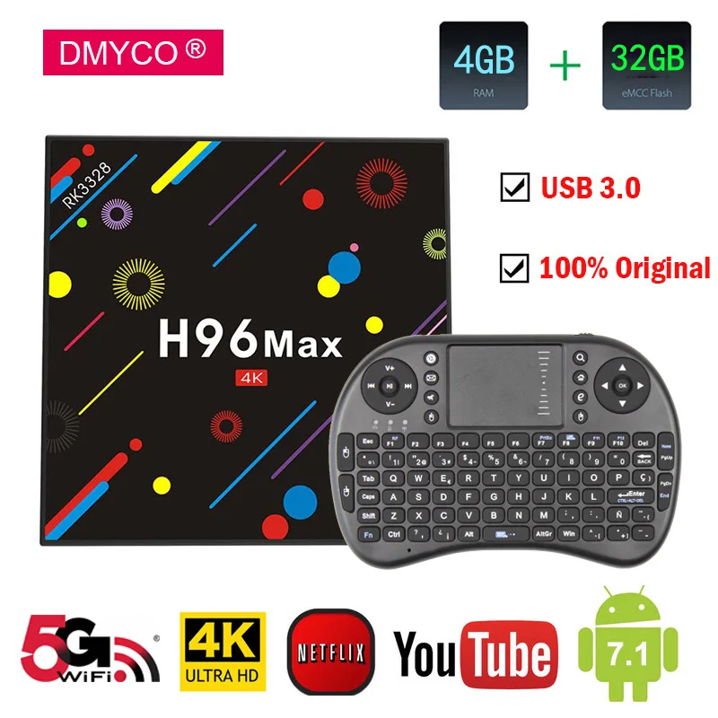 

Android 7.1 TV Box H96 MAX H2 DDR3 4GB ROM 32GB RK3328 Quad-Core 4K HDR WIFI Smart Media Player H.265 HDMI USB 3.0 Set-top Box