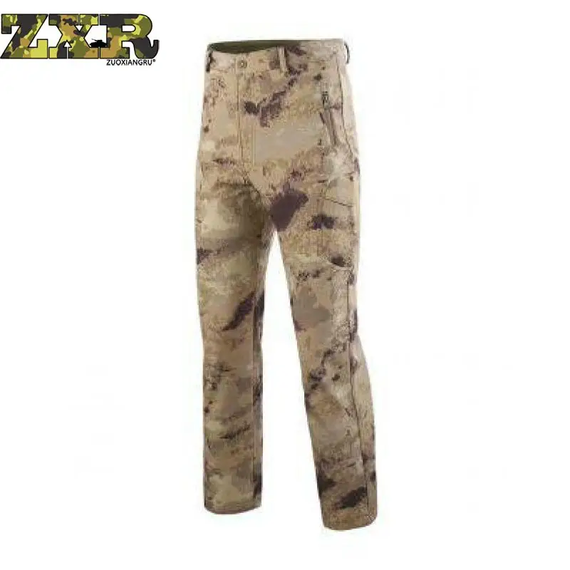 

Shark Skin Softshell Outdoors Tactical Military Camouflage Pants Men Winter Army Waterproof Thermal Camo Hunt Hike Fleece Pants