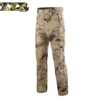 

Shark Skin Softshell Outdoors Tactical Military Camouflage Pants Men Winter Army Waterproof Thermal Camo Hunt Hike Fleece Pants