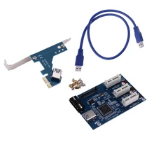 3 en 1 PCI Express PCI E 1X slots Riser Carte PCI-E 1 à 3 Adaptateur D’extension 2 Couche PCB Conseil + 60 cm USB 3.0 Câble pour L’exploitation Minière