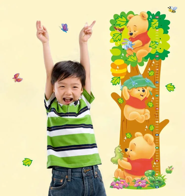 Trees And Bear Pattern Removable Wall Stickers Height Measure For Kids Room Decal Home Decals LM2001 | Дом и сад